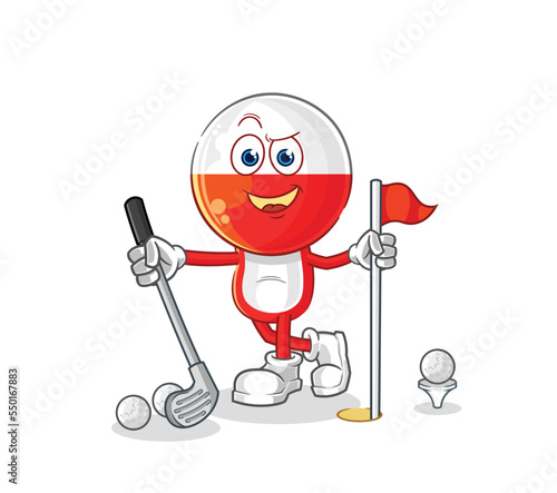 poland playing golf vector. cartoon character