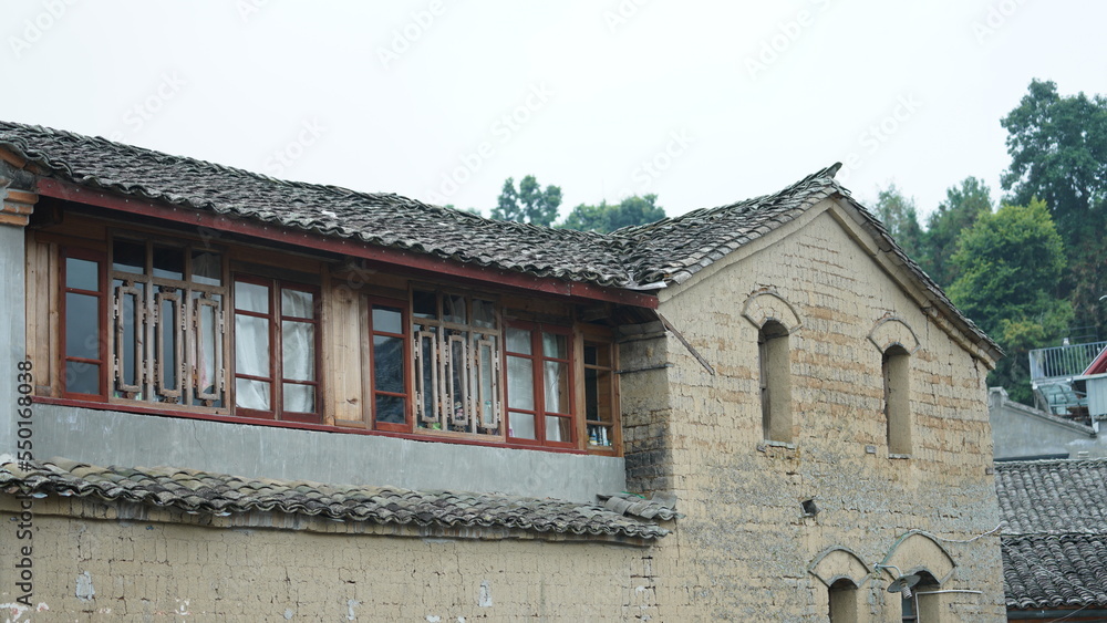The old Chinese village view with the old built architectures in it The old Chinese village view with the old built architectures in it