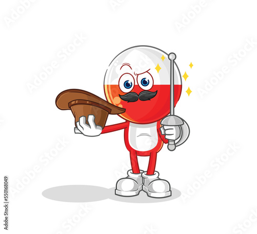 poland fencer character. cartoon mascot vector