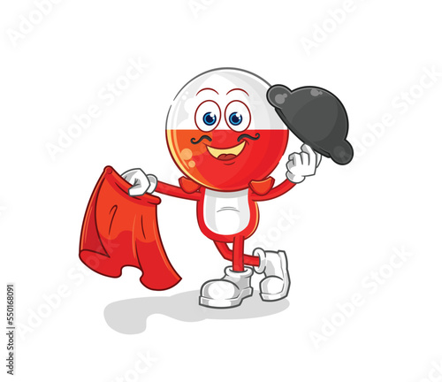 poland matador with red cloth illustration. character vector