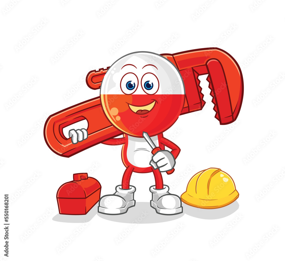 Naklejka premium poland plumber cartoon. cartoon mascot vector