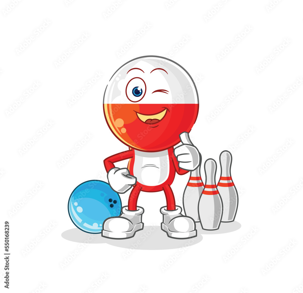 poland play bowling illustration. character vector