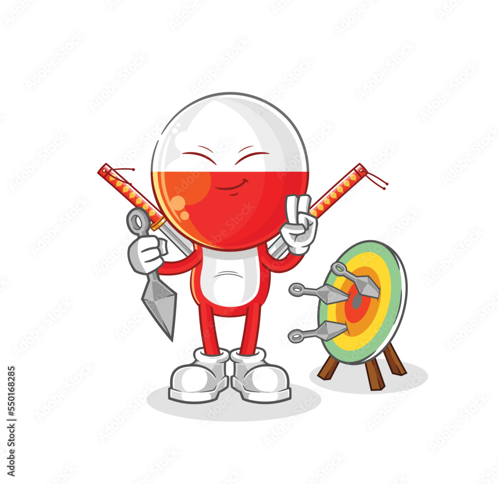 Obraz premium poland ninja cartoon. character vector