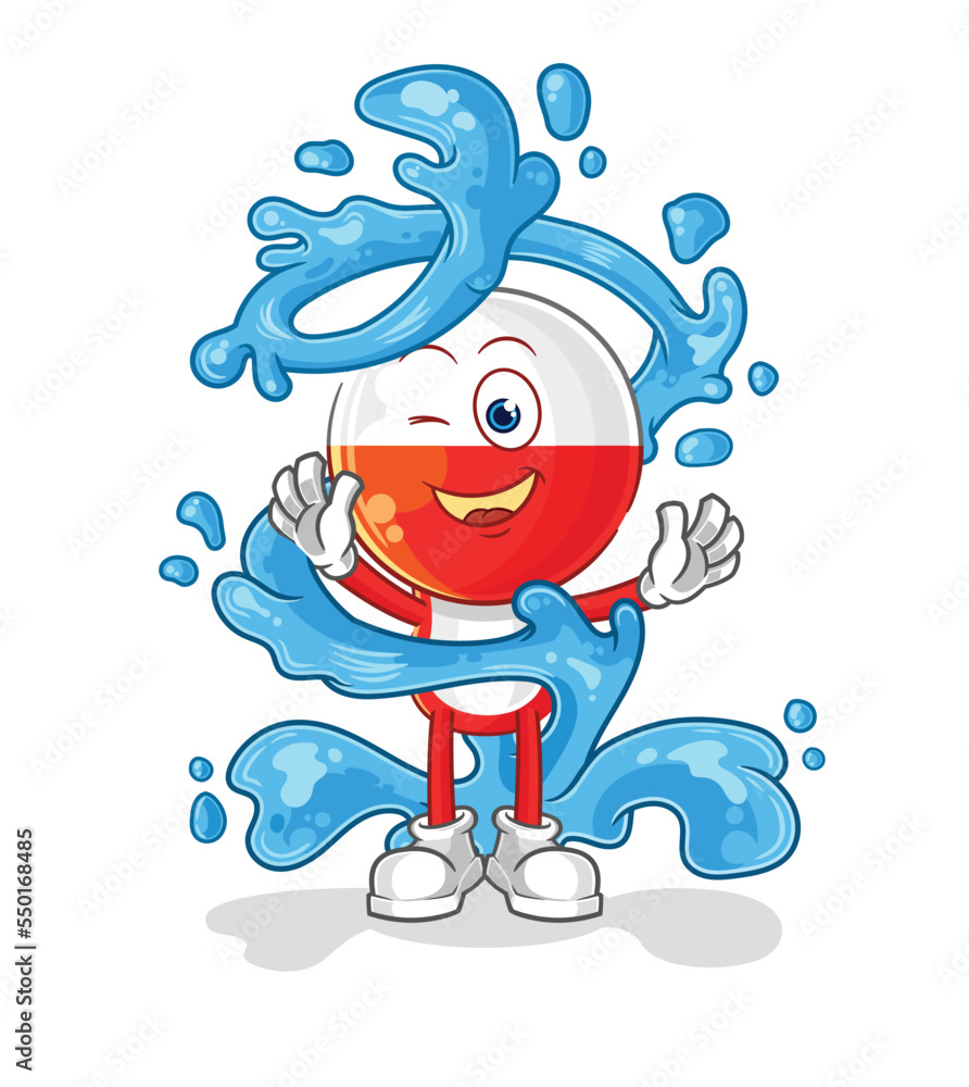 poland fresh with water mascot. cartoon vector poland fresh with water mascot. cartoon vector