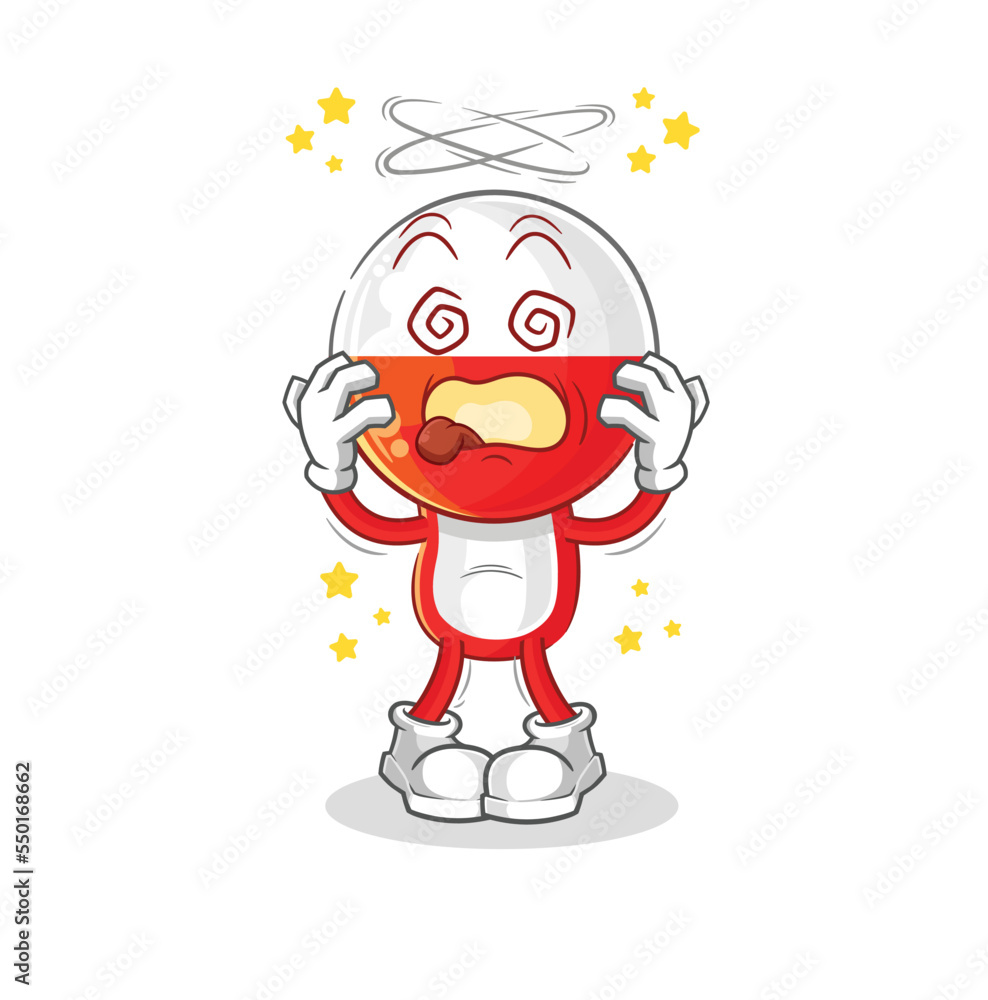 poland dizzy head mascot. cartoon vector poland dizzy head mascot. cartoon vector