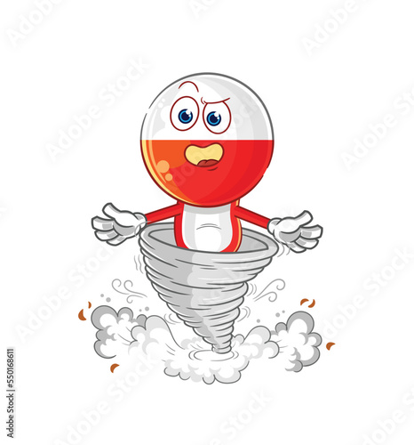 poland in the tornado cartoon character vector
