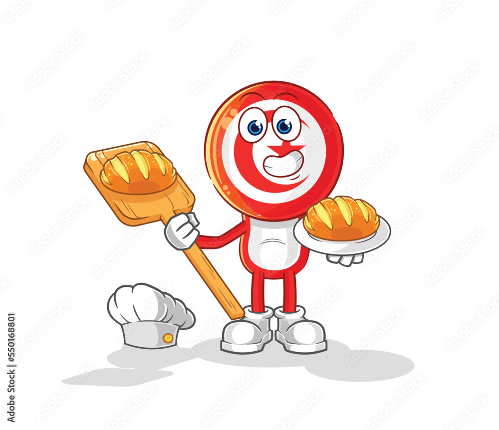 Obraz premium tunisia baker with bread. cartoon mascot vector