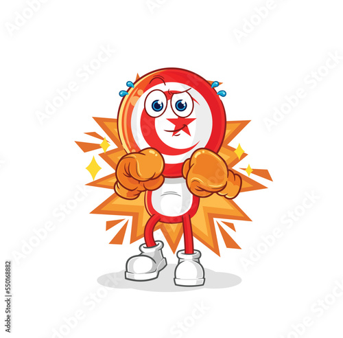 tunisia boxer character. cartoon mascot vector