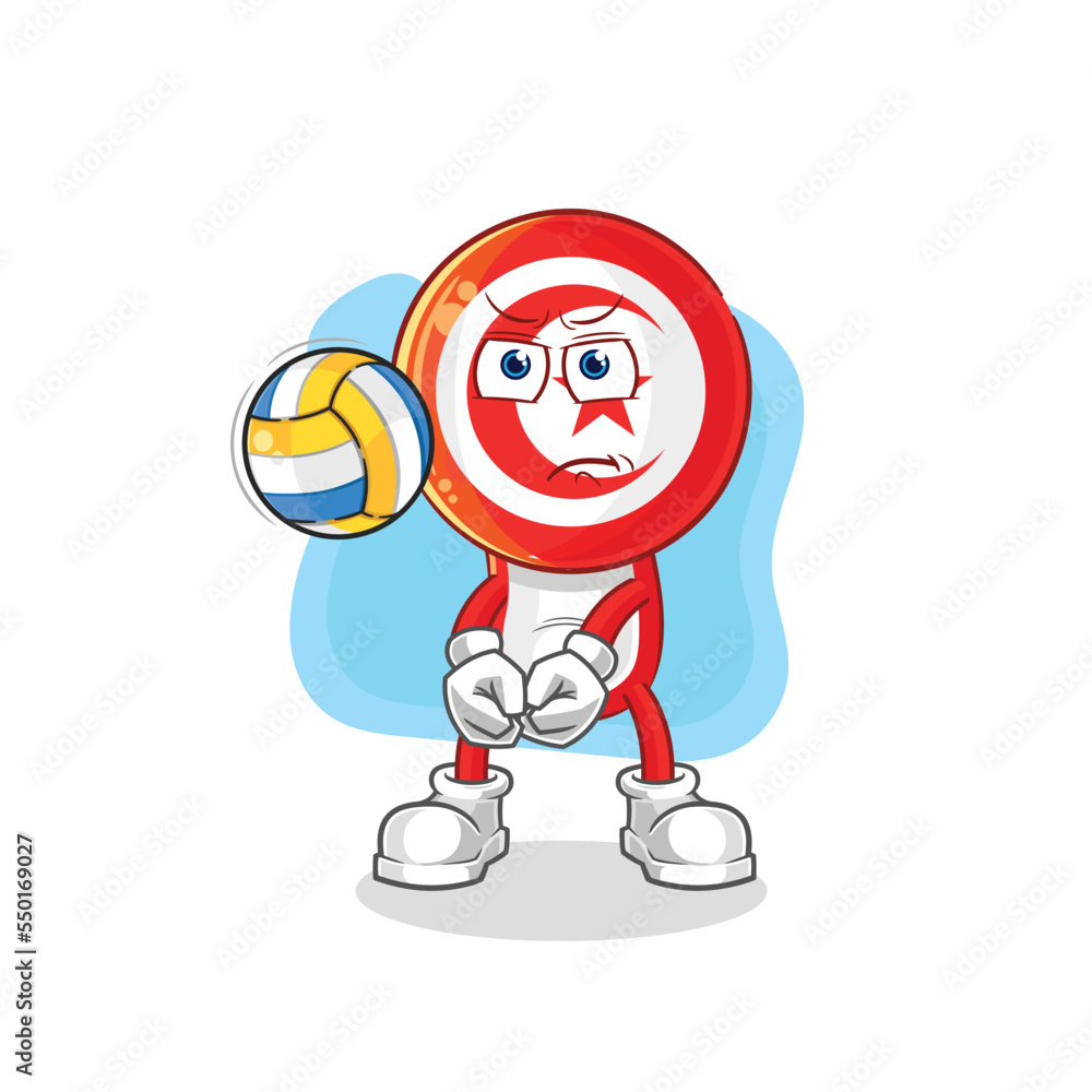 tunisia play volleyball mascot. cartoon vector