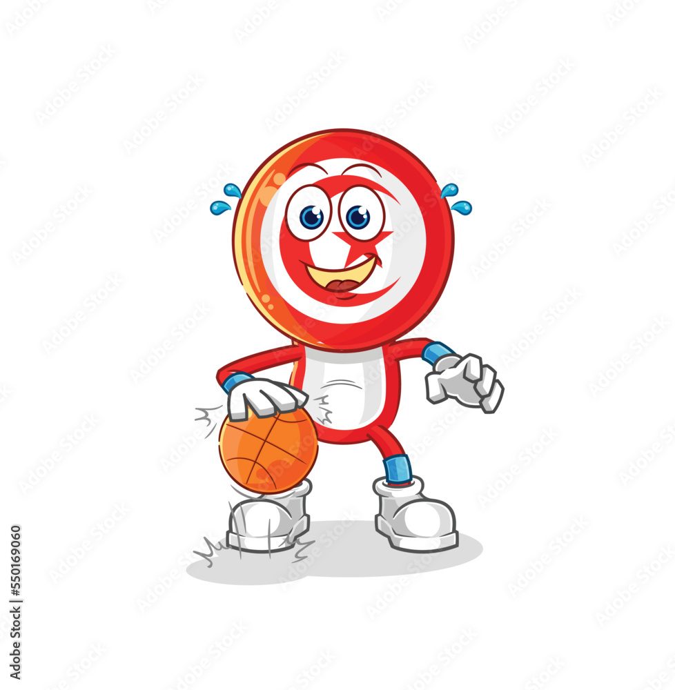 tunisia dribble basketball character. cartoon mascot vector