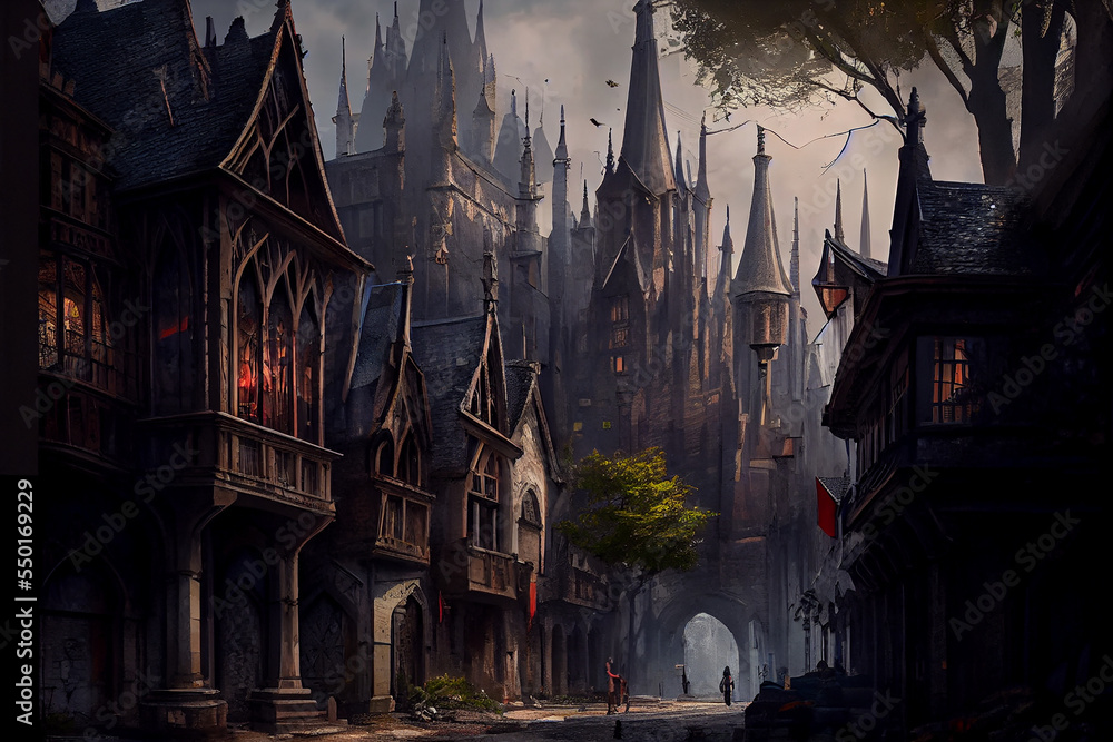 Obraz premium Fantasy city in the middle of a kingdom