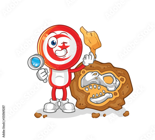 tunisia archaeologists with fossils mascot. cartoon vector
