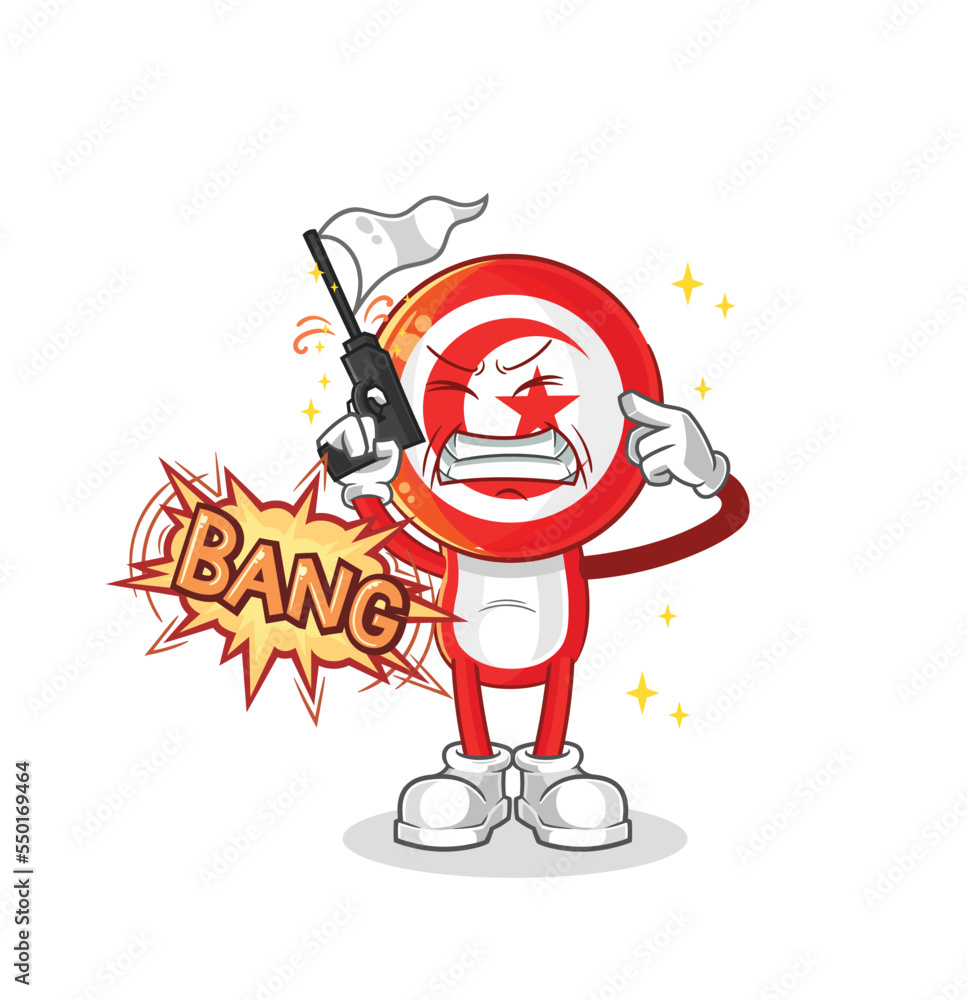 Obraz premium tunisia warning shot mascot. cartoon vector