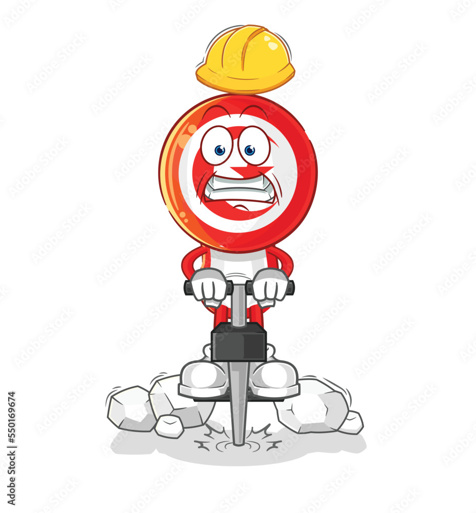 tunisia drill the ground cartoon character vector