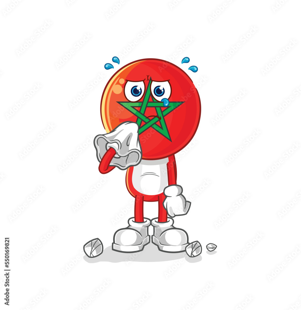 morocco cry with a tissue. cartoon mascot vector
