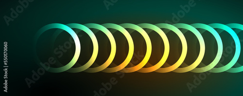 Neon shiny circles abstract background, technology energy space light concept, abstract background wallpaper design