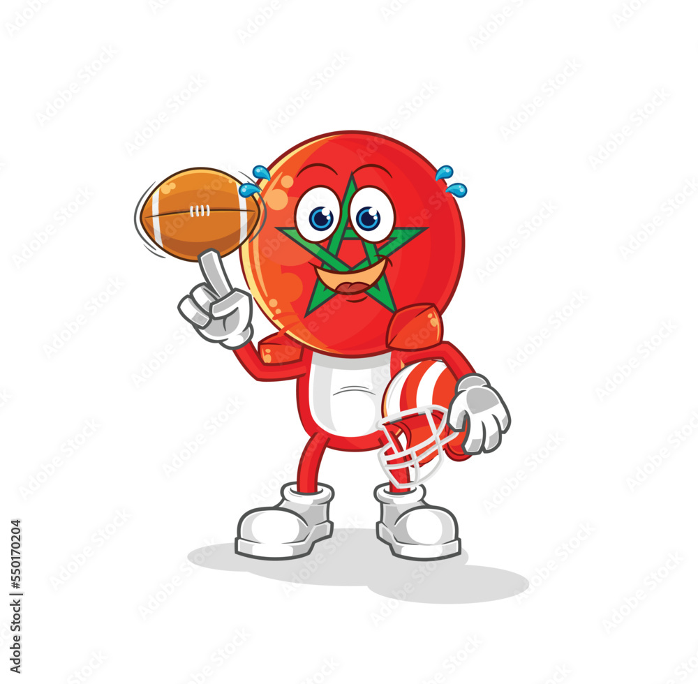 morocco playing rugby character. cartoon mascot vector morocco playing rugby character. cartoon mascot vector