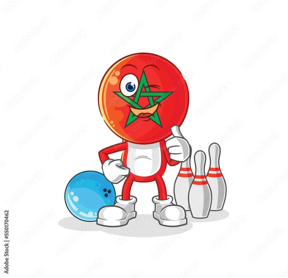 morocco play bowling illustration. character vector
