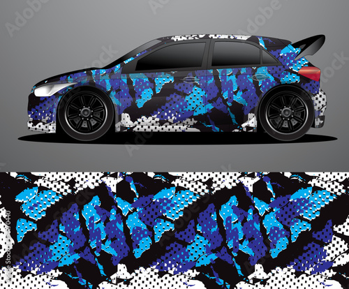 Rally car decal graphic wrap vector, abstract background