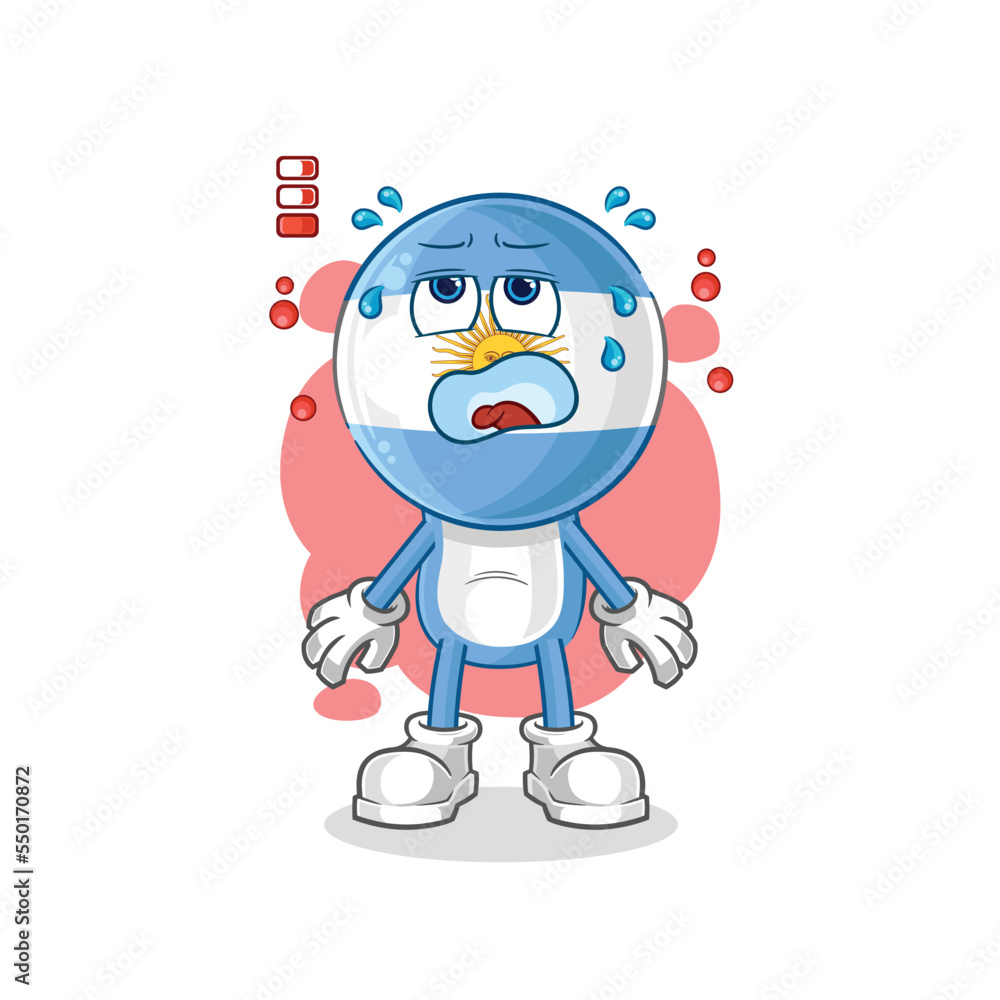 argentina low battery mascot. cartoon vector argentina low battery mascot. cartoon vector