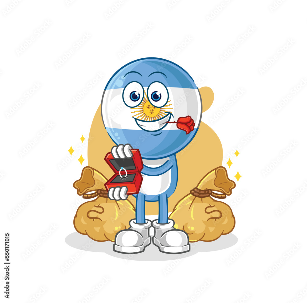 argentina propose with ring. cartoon mascot vector