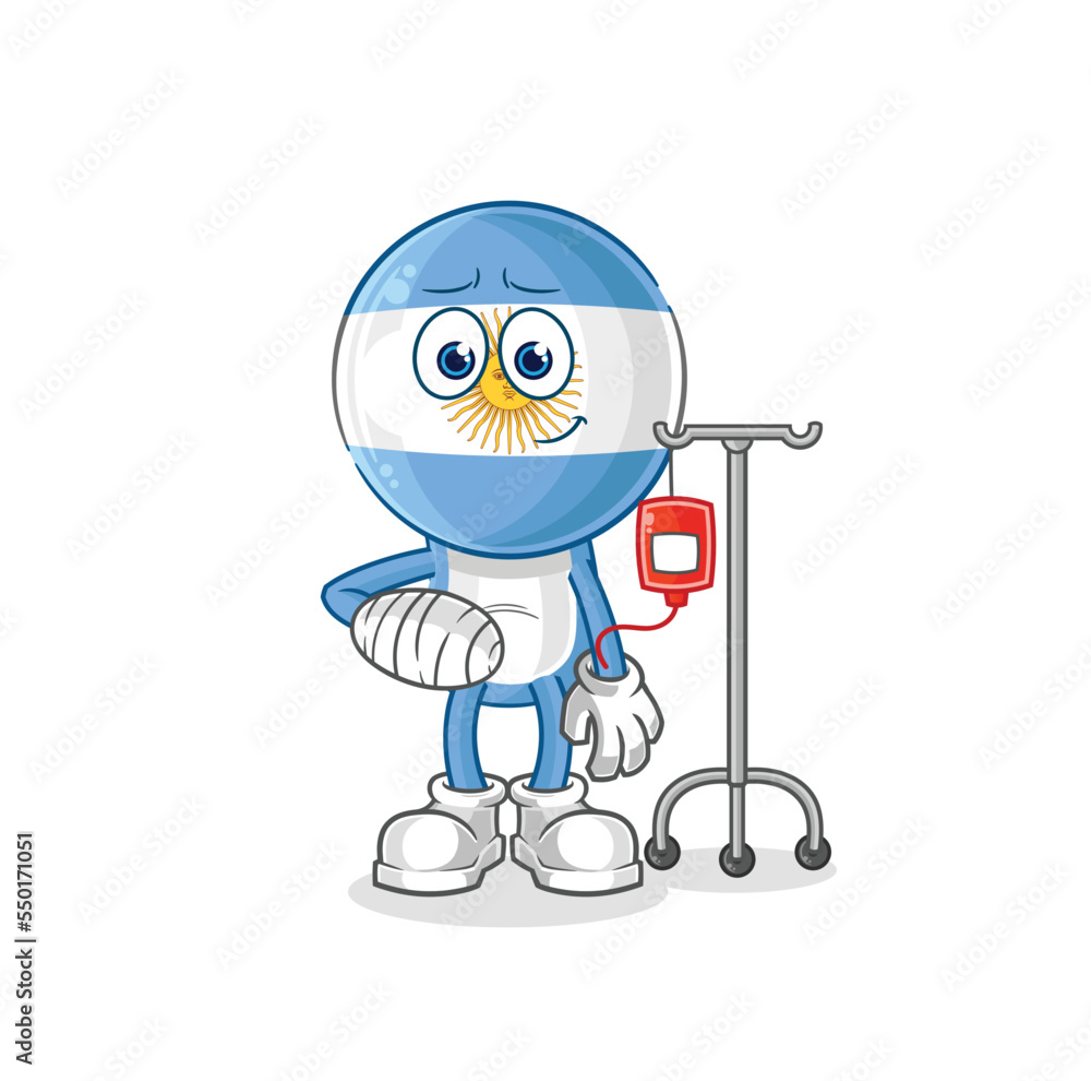 argentina sick in IV illustration. character vector