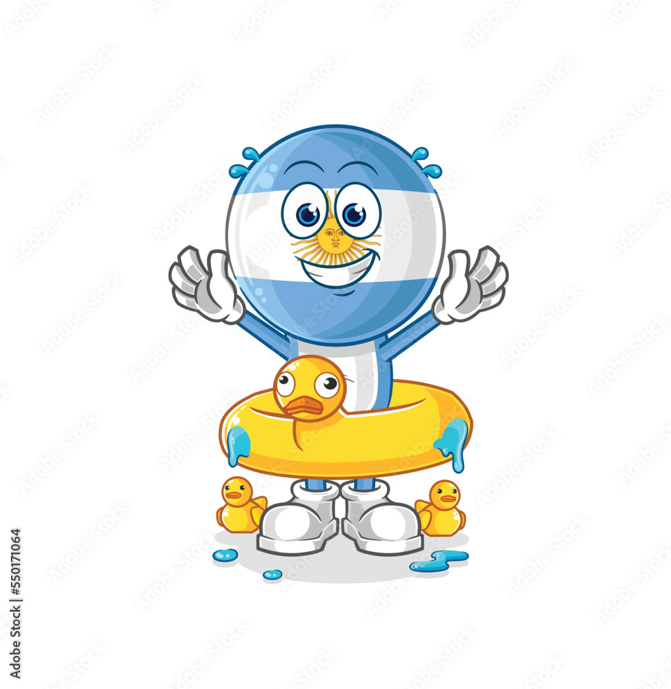 argentina with duck buoy cartoon. cartoon mascot vector