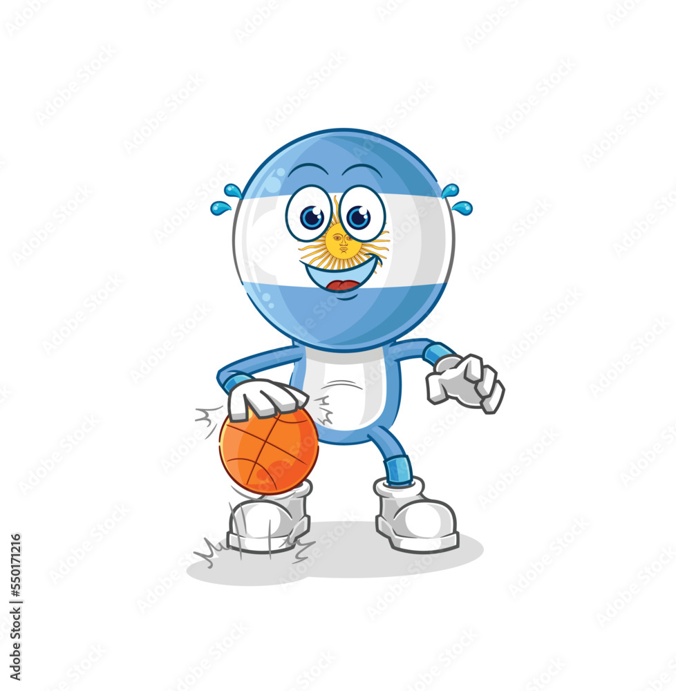 Fototapeta premium argentina dribble basketball character. cartoon mascot vector