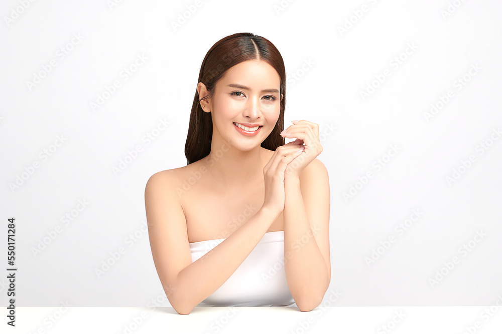 Beautiful young asian woman with clean fresh skin on white background, Face care, Facial treatment, Cosmetology, beauty and spa, Asian women portrait. Beautiful young asian woman with clean fresh skin on white background, Face care, Facial treatment, Cosmetology, beauty and spa, Asian women portrait.