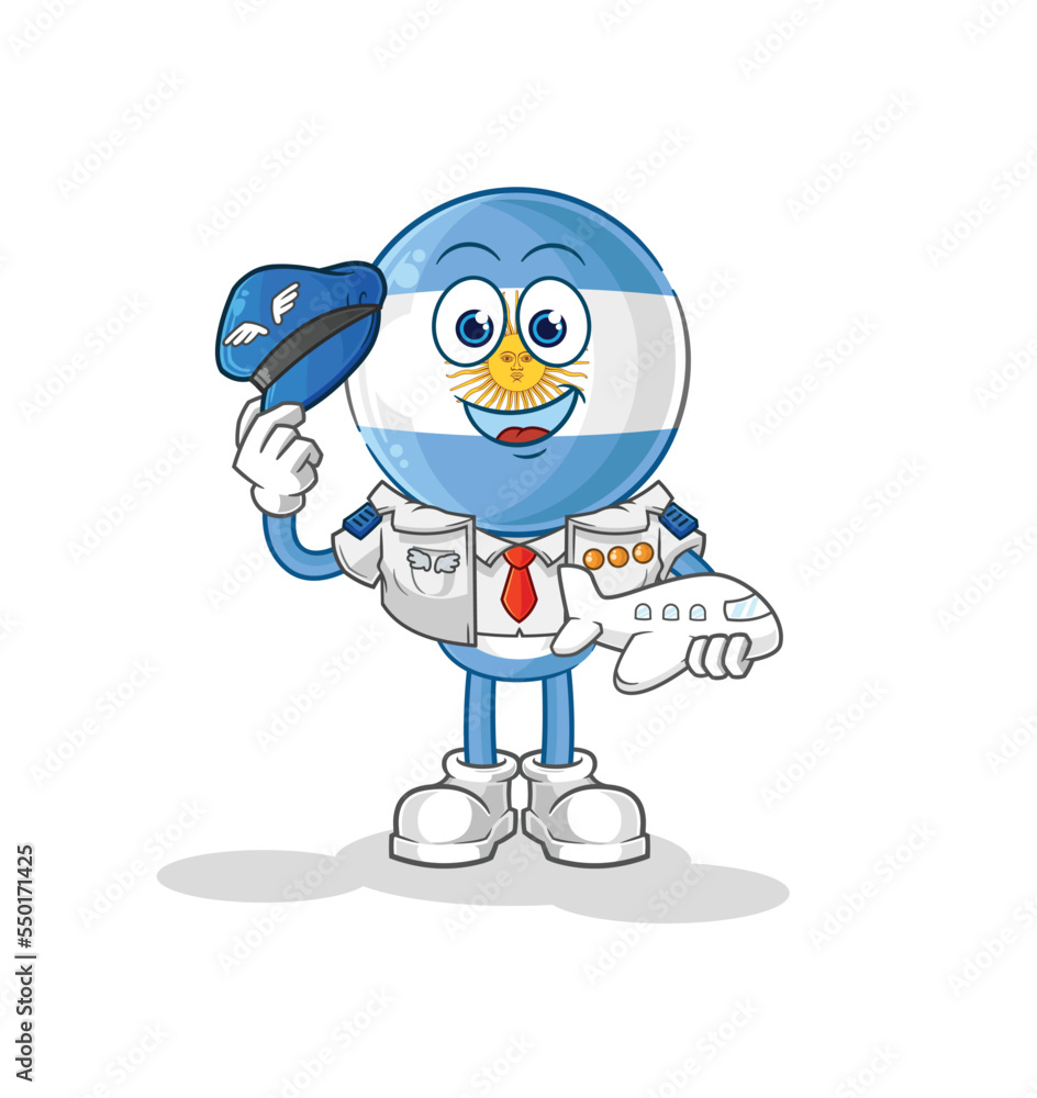 argentina pilot mascot. cartoon vector
