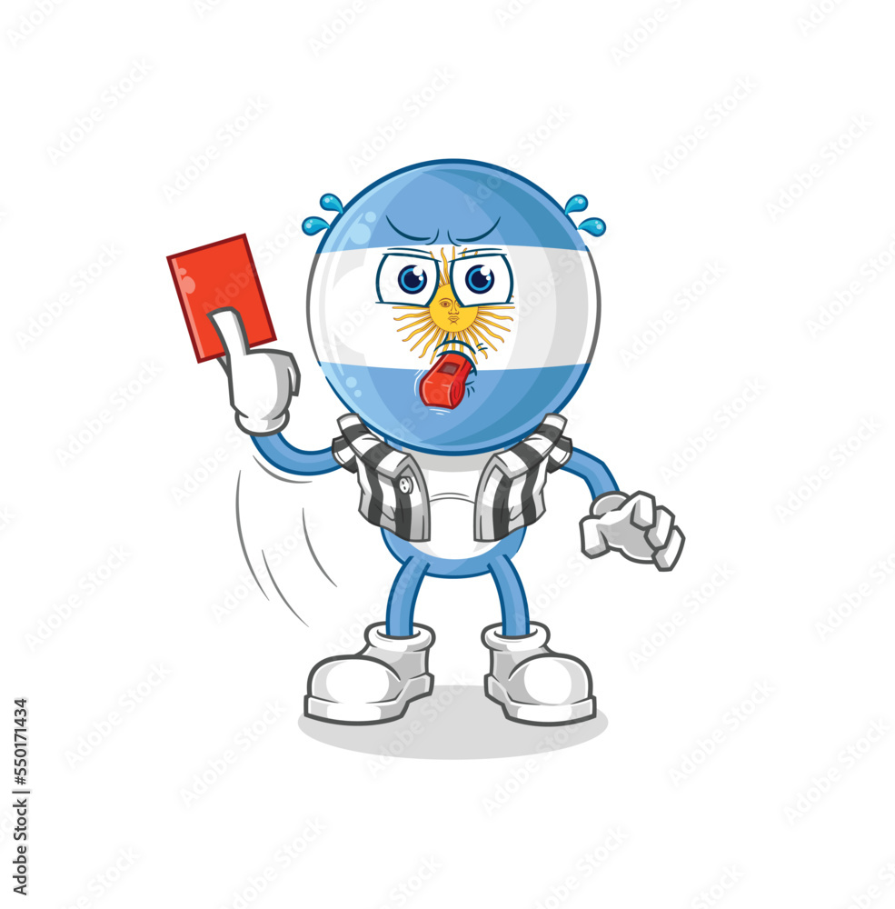 argentina referee with red card illustration. character vector argentina referee with red card illustration. character vector