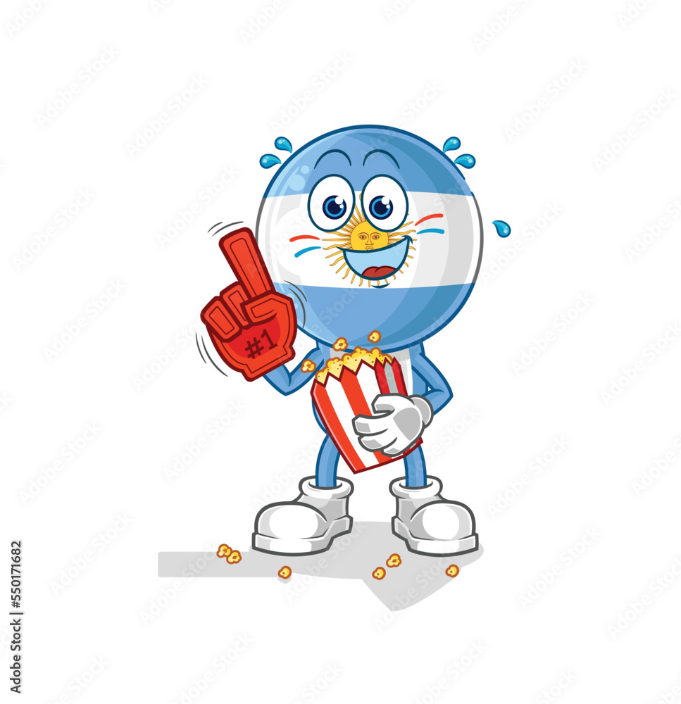 argentina fan with popcorn illustration. character vector