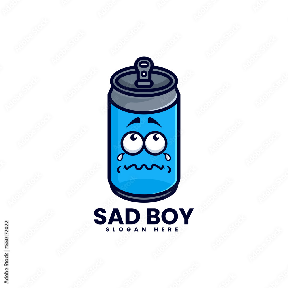 Vector Logo Illustration Sad Boy Mascot Cartoon Style Vector Logo Illustration Sad Boy Mascot Cartoon Style