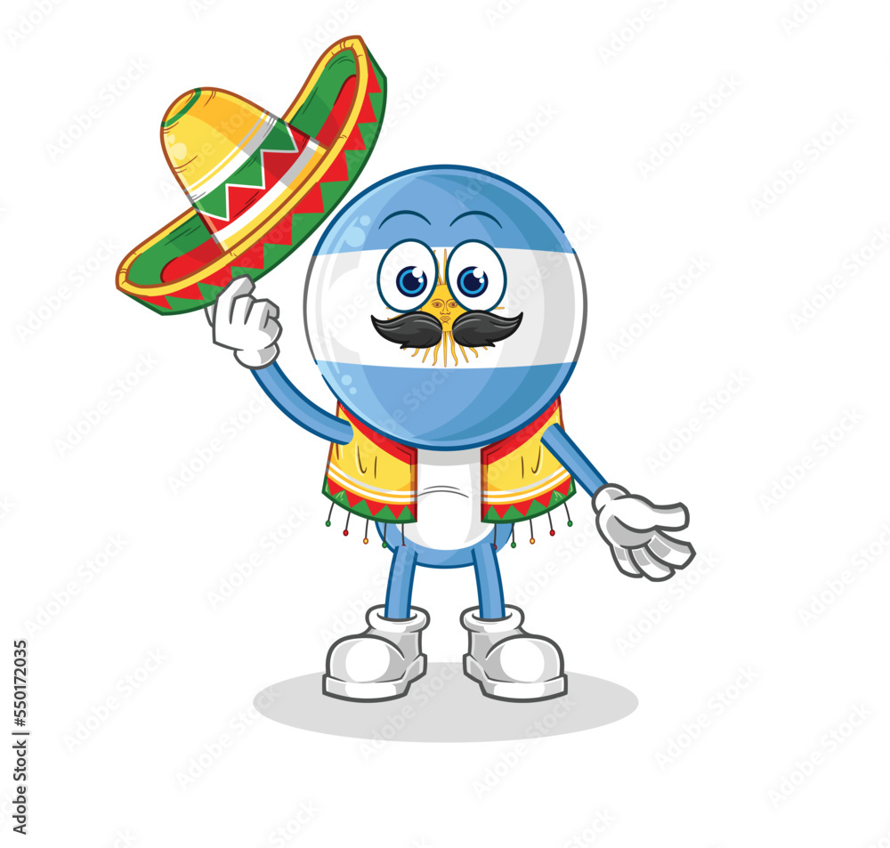 argentina Mexican culture and flag. cartoon mascot vector