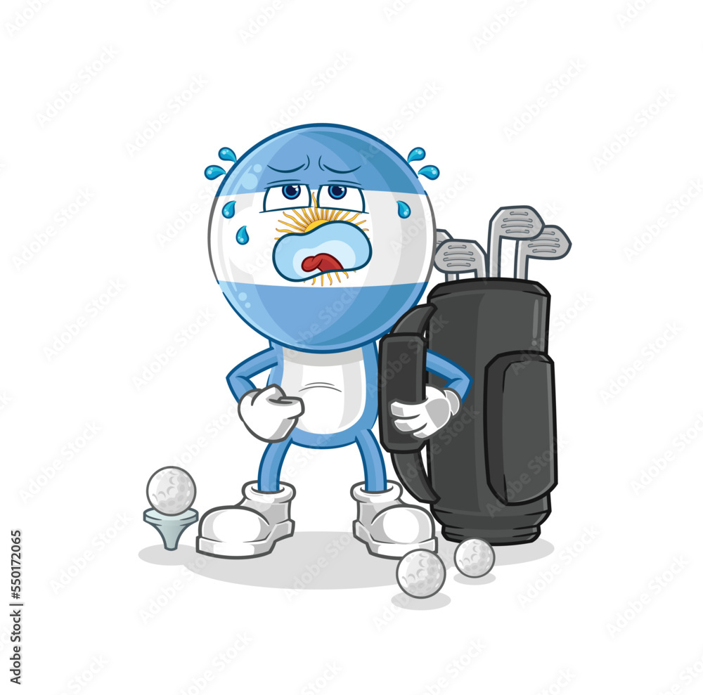 argentina with golf equipment. cartoon mascot vector