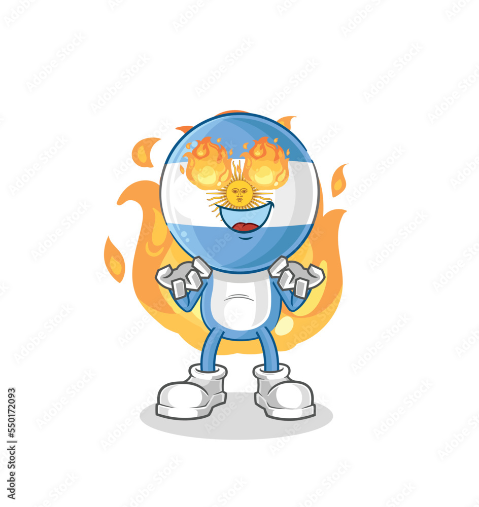 argentina on fire mascot. cartoon vector argentina on fire mascot. cartoon vector