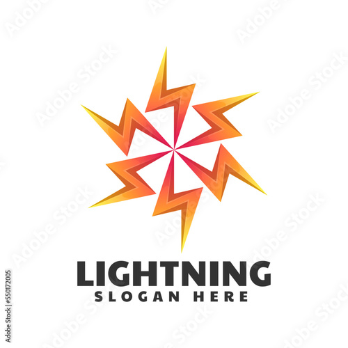 Vector Logo Illustration Lightning Gradient Colorful Style