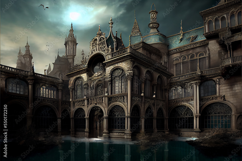 Fantasy castle palace in a faraway kingdom