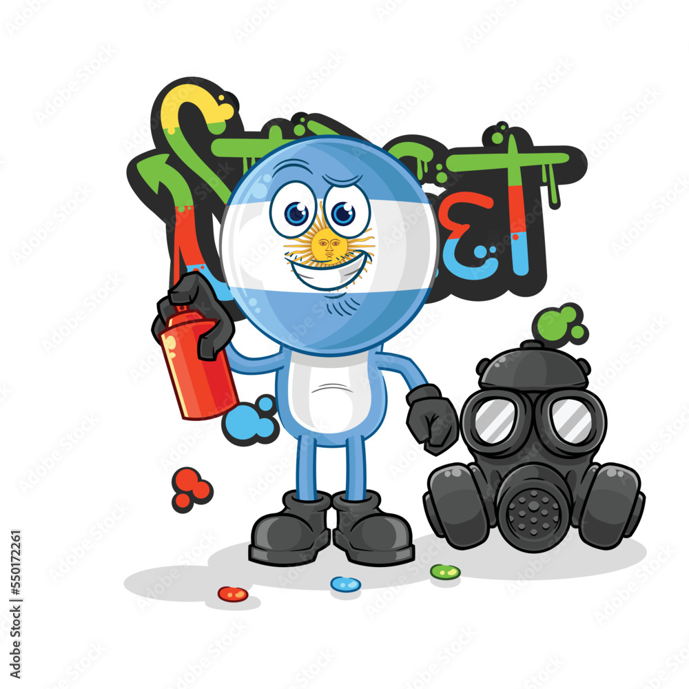 Obraz premium argentina graffiti artist vector. cartoon character