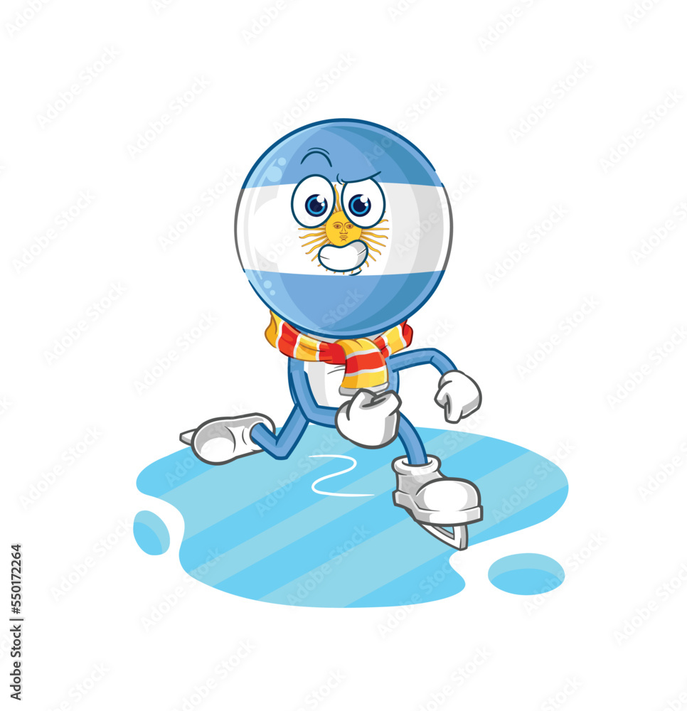argentina ice skiing cartoon. character mascot vector argentina ice skiing cartoon. character mascot vector