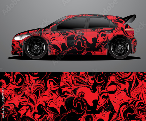 Rally car decal graphic wrap vector, abstract background