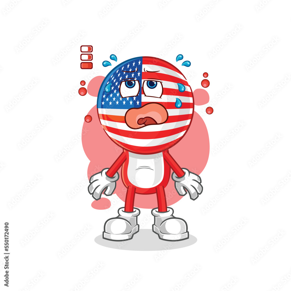 america low battery mascot. cartoon vector america low battery mascot. cartoon vector