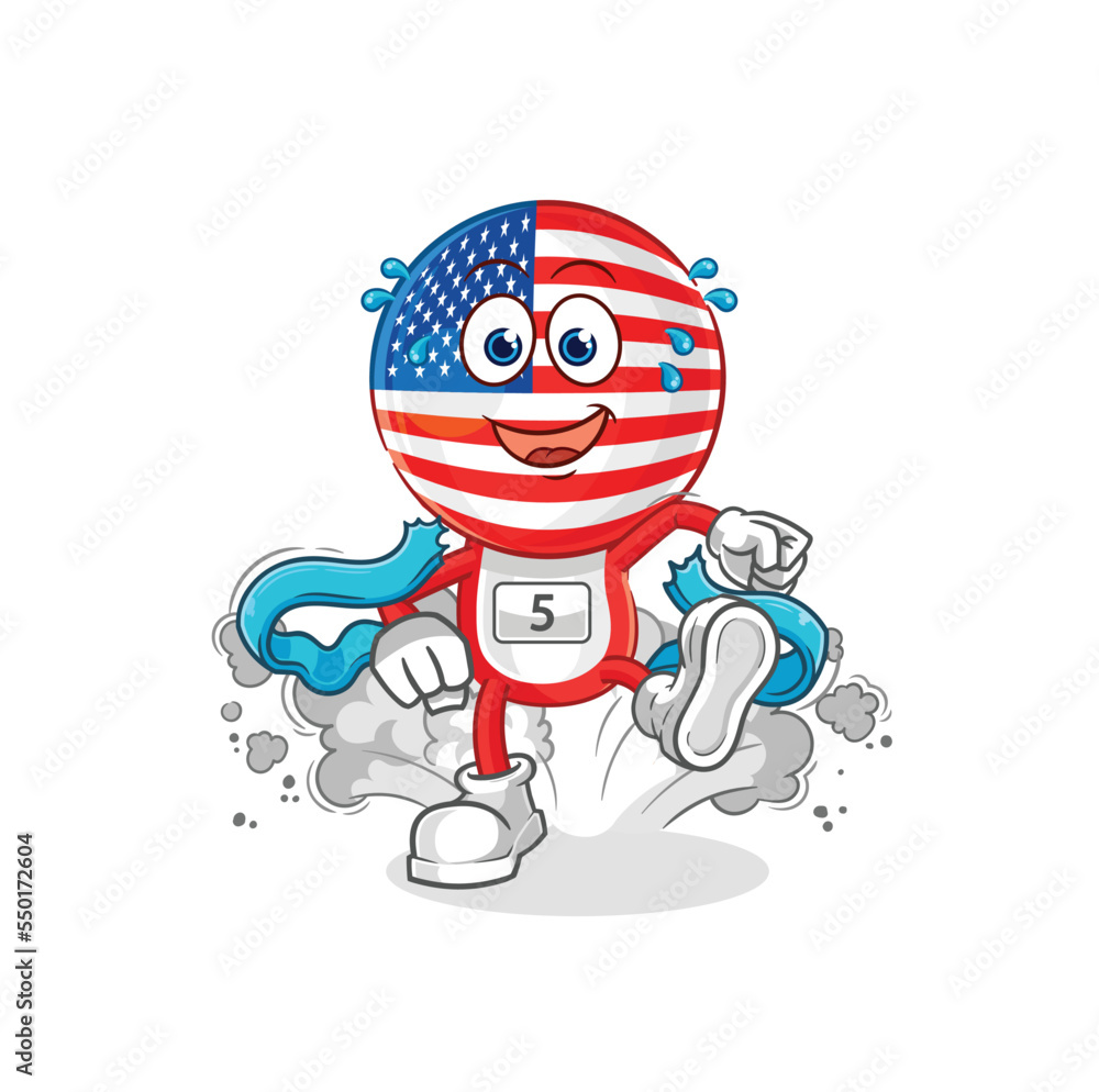 america runner character. cartoon mascot vector america runner character. cartoon mascot vector