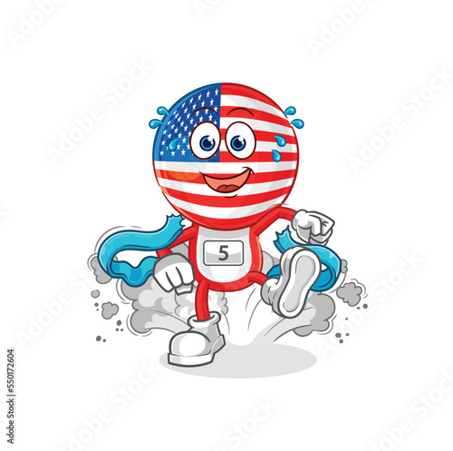 america runner character. cartoon mascot vector