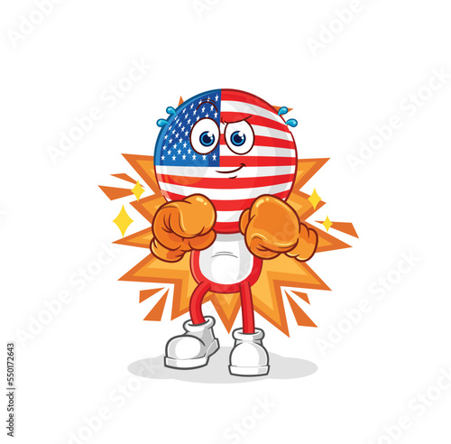 america boxer character. cartoon mascot vector
