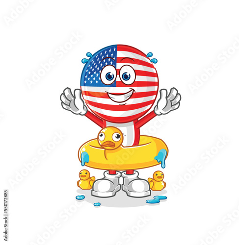 america with duck buoy cartoon. cartoon mascot vector