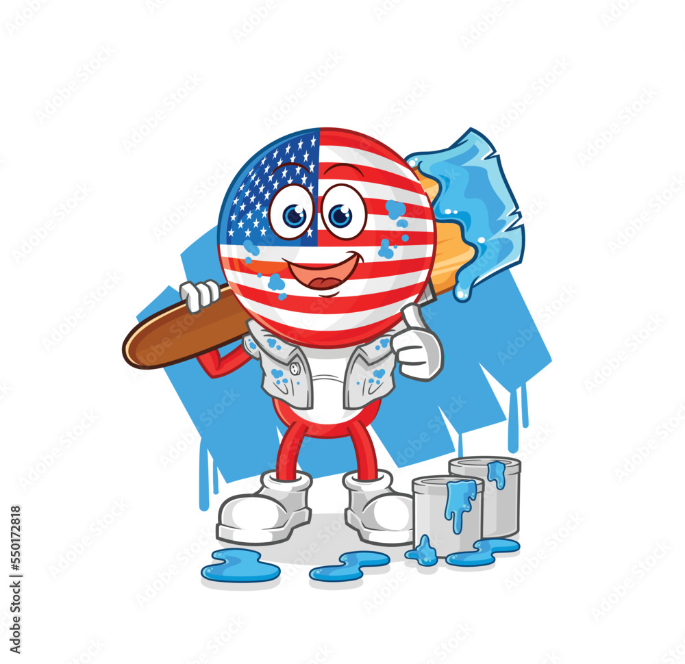 america painter illustration. character vector america painter illustration. character vector