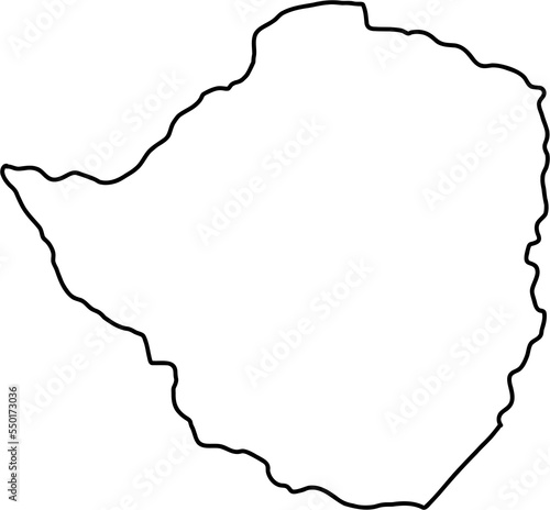 doodle freehand drawing of zimbabwe map.
