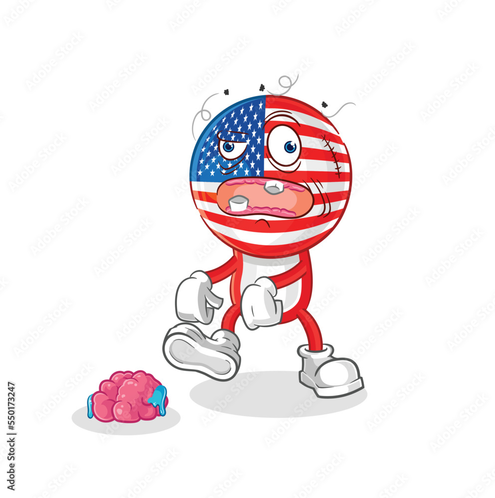 america zombie character.mascot vector
