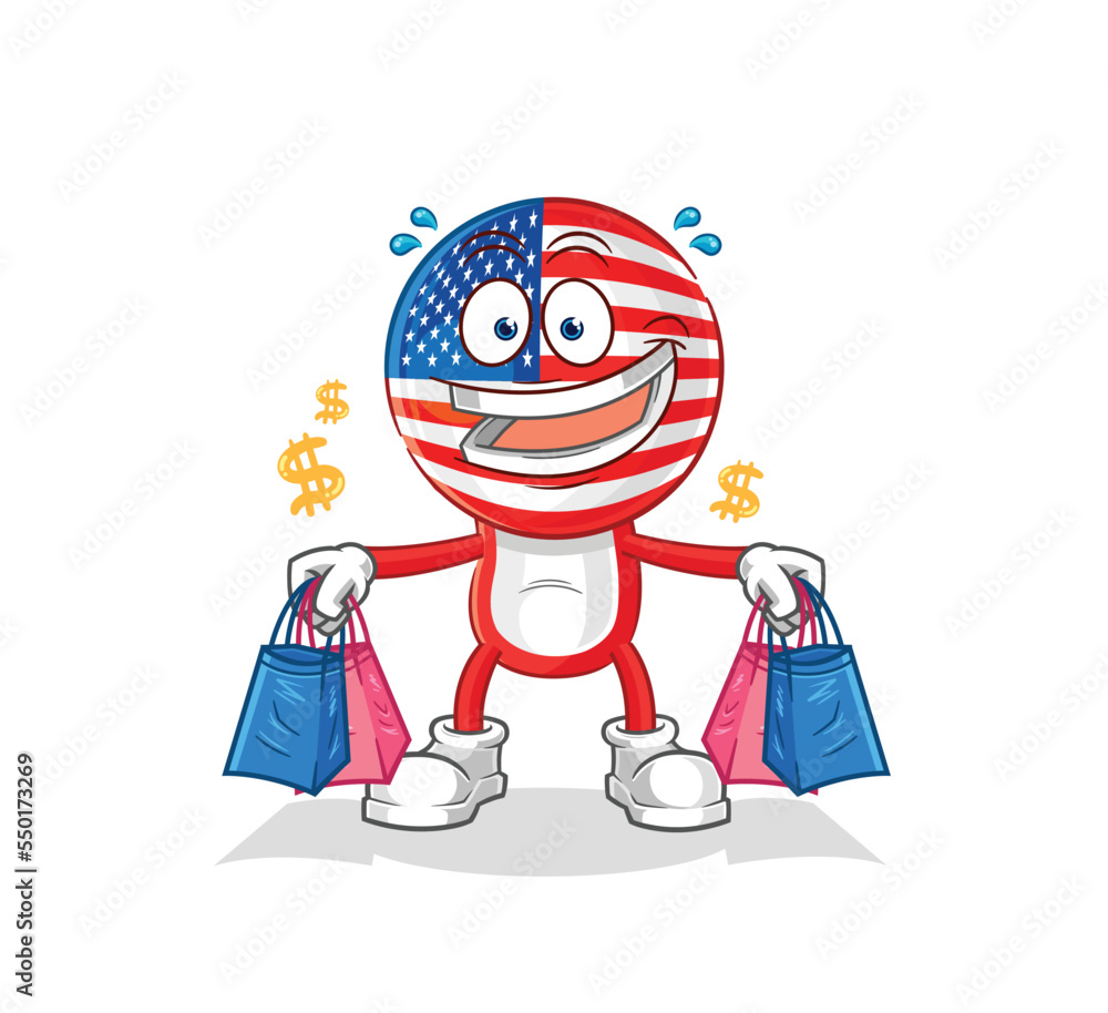 america shoping mascot. cartoon vector